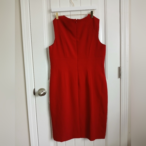 Kasper Red Sheath Midi Dress Crew Neck Sleeveless - Picture 4 of 4